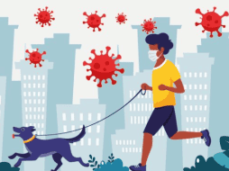 Los expertos consideran que salir a correr acompañado o pasear al perro tiene un riesgo moderado-bajo. GETTY IMAGES | BBC