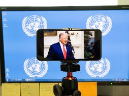 El mensaje de Trump ante la Asamblea General de la ONU duró aproximadamente siete minutos, mucho menos que los de otros años. EFE/ J. Lane