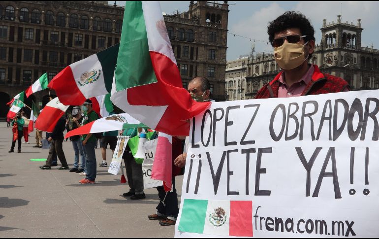 Desde el pasado sábado 19 de septiembre, integrantes de Frena se mantienen en plantón en la Ciudad de México exigiendo la renuncia del Presidente Andrés Manuel López Obrador. EFE / ARCHIVO