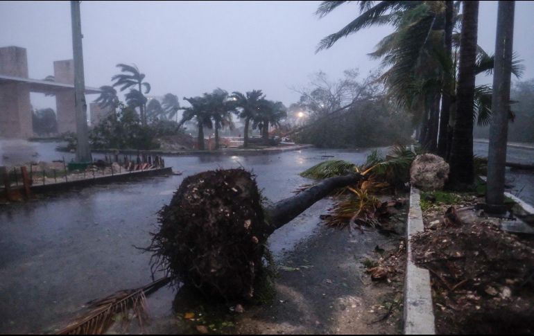 ''Delta'' tocó tierra la mañana de este martes como huracán categoría 2, en Puerto Morelos, Quintana Roo. AP / V. Ruiz
