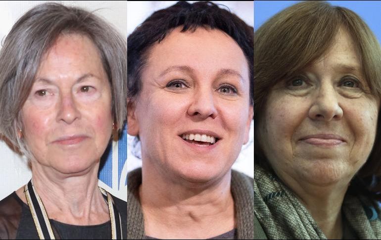 Louise Glück, Olga Tokarczuk (2018) y Svetlana Alexiévich (2015) son las últimas mujeres que han ganado el Nobel de Literatura.  ESPECIAL