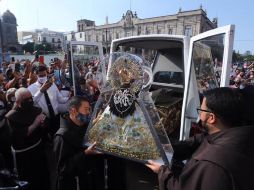 La imagen de la Virgen de Zapopan a su llegada ayer a la Catedral Metropolitana de Guadalajara. FACEBOOK/Prensa Arzobispado de Guadalajara
