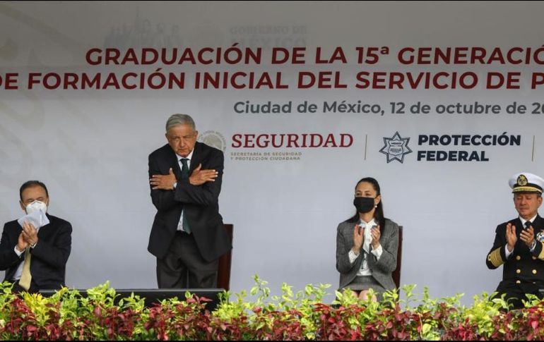 El Presidente encabezó la ceremonia de graduación de la 15 generación del Curso de Formación Inicial del Servicio de Protección Federal (SPF). SUN / D. Sánchez