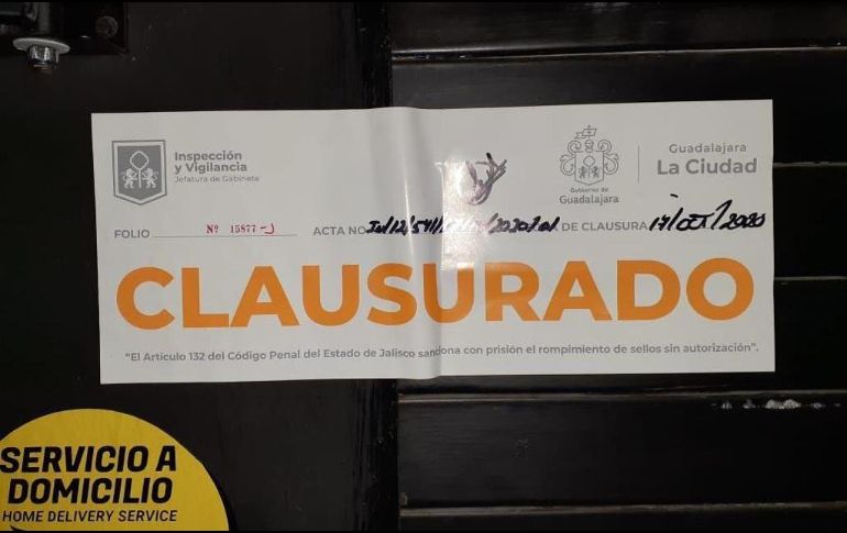 Autoridades clausuraron 6 establecimientos durante este fin de semana. ESPECIAL/Ayuntamiento de Guadalajara