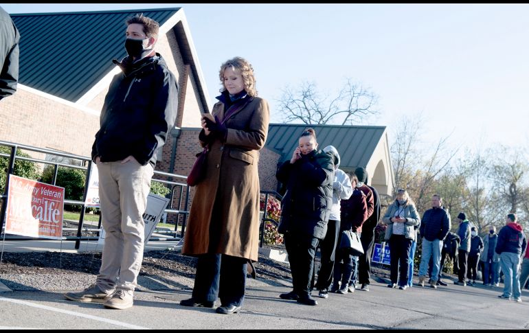 Afuera de una casilla dentro de un templo luterano en Cranberry Twp, Pensilvania. AP/Pittsburgh Post-Gazette/P. Panchak