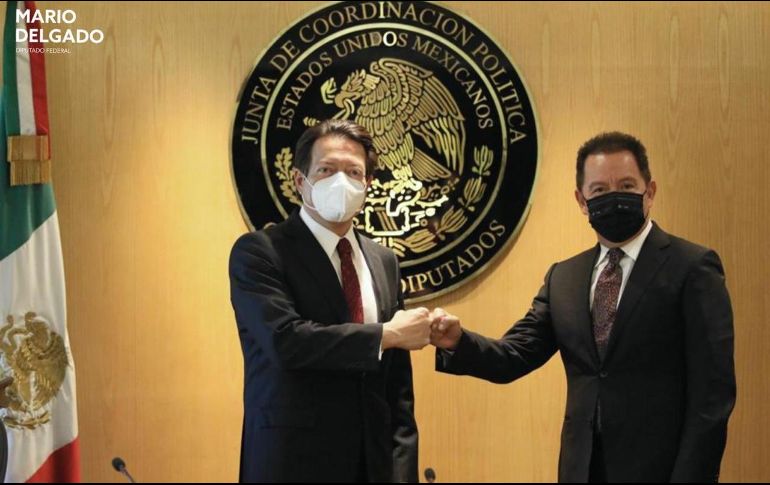 Mario Delgado hizo entrega de la presidencia de la Junta de Coordinación Política a Ignacio Mier. TWITTER/@mario_delgado