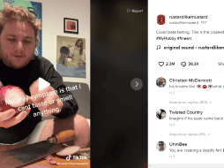 Russell Donnelly demuestra que ha perdido el sentido del gusto por COVID-19 en videos virales. Foto: @rustardlikemustard.