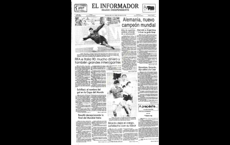 El 8 de julio de 1990 Maradona jugó la segunda final de un Mundial en Italia. Su selección cayó 1-0 ante Alemania en Roma..