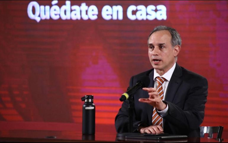 López-Gatell durante la conferencia sobre el coronavirus desde Palacio Nacional. SUN