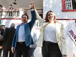 IMPULSO. Mario Delgado y Clara Luz Flores durante el anuncio de la candidatura. SUN