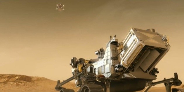 Photo of Una animación que muestra cómo el robot Perseverance-Rover aterriza en Marte el 18 de febrero de 2021.