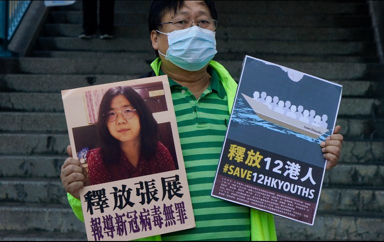 Activistas piden la liberación de Zhang Zhan detenida por autoridades chinas. AP/ K. Cheung