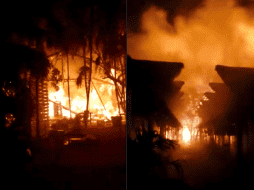 Testigos refieren que el incendio posiblemente dio inicio en el local Jungle Marquet, el cual se quemó en su totalidad. ESPECIAL/ TWITTER