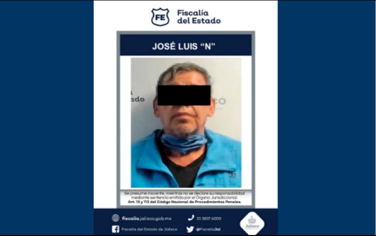 A José Luis 'N' se le dicta prisión preventiva por nueve meses como medida cautelar. TWITTER/ Fiscalía de Jalisco