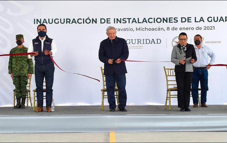 Este viernes, AMLO inauguró un cuartel de la Guardia Nacional en Maravatío, Michoacán. TWITTER/@GN_MEXICO_