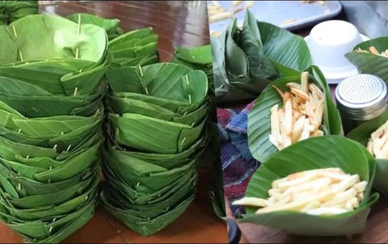 Lo primero que llamó la atención de los clientes fue ver papas fritas en hojas de plástico. TWITTER / @FerRubio94