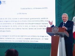 AMLO respaldó la exoneración que hizo la FGR de Cienfuegos durante su conferencia mañanera. EFE/Presidencia