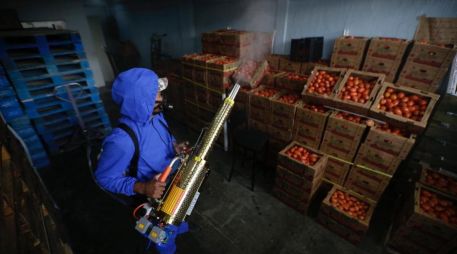 El costo por bodega para nebulizar con sales cuaternarias de amonio es de mil pesos, cantidad que es financiada por los comerciantes. EL INFORMADOR/ F. Atilano