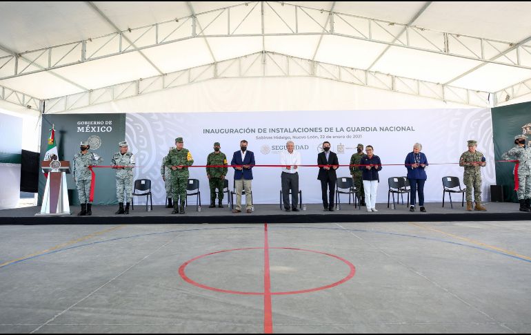 Este viernes, AMLO inauguró un cuartel de la Guardia Nacional en Sabinas Hidalgo, Nuevo León. TWITTER/@JaimeRdzNL