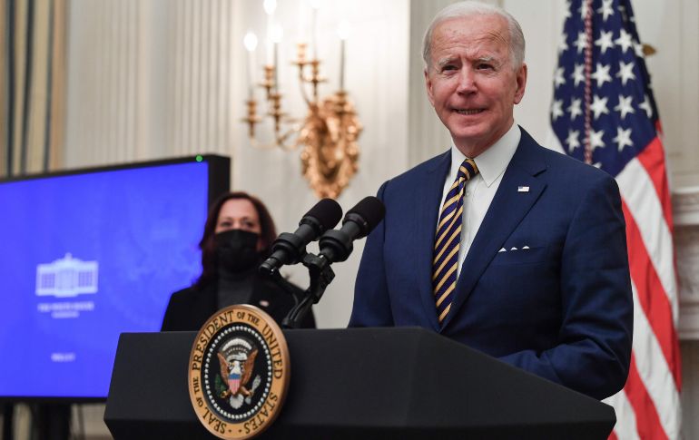 En la versión de las autoridades de la Unión Americana, Biden utilizó la llamada para exponer su plan en el ámbito migratorio y todo lo que quiere conseguir con él. AFP / N. Kamm