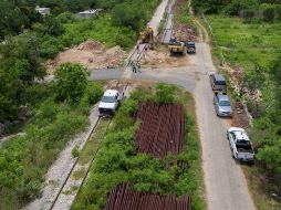 Aspectos generales de los trabajos de construcción en un tramo del Tren Maya a la altura de la comunidad de Chocholá, Yucatán. EFE/ARCHIVO