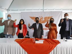 La precandidata Citlalli Amaya de Luna (2da. izquierda) agradeció la confianza de Movimiento Ciudadano y el respaldo de sus compañeros precandidatos. ESPECIAL