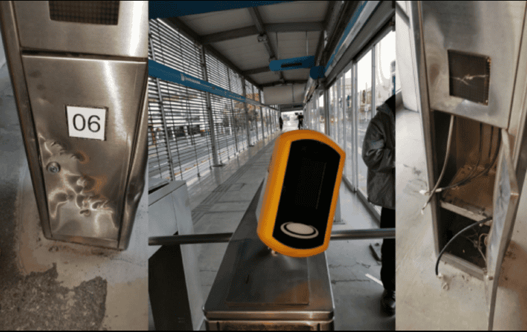  El vándalo se introdujo a la fuerza a la estación Ciencias de la Salud  y con un tubo provocó daños en los lectores de tarjetas. ESPECIAL