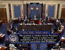 Denuncian que los demócratas buscan eliminar la posibilidad de que Trump se presente a las elecciones presidenciales una vez más. EFE/SENATE TELEVSION