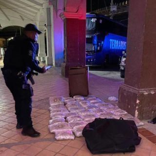 Seguridad en Jalisco: Detienen a viajante con dos maletas con marihuana en la Central Nueva