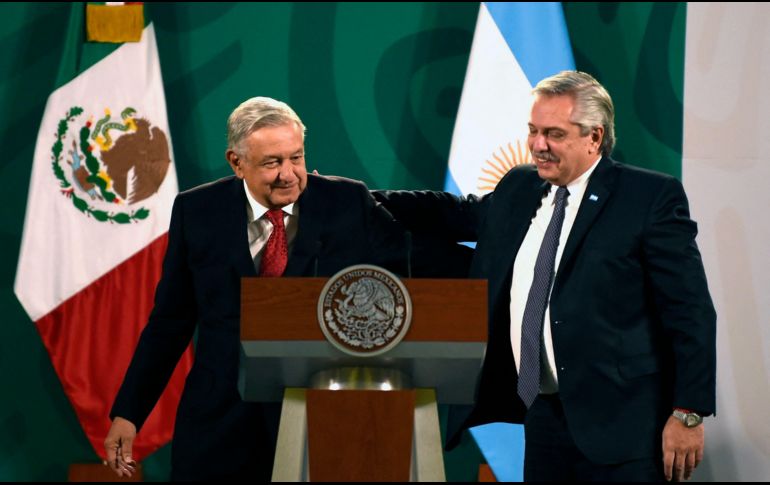 Al participar en la conferencia mañanera de AMLO, el presidente de Argentina destacó que comparte ideales con el Mandatario mexicano. AFP / A. Estrella