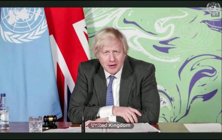 Boris Johnson se dirige al Consejo de Seguridad de la ONU en videoconferencia. ONU/E. Debebe
