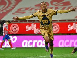Gabriel Torres en festejo, durante el juego a puerta cerrada de la jornada 8. Imago7/ Fabian Meza