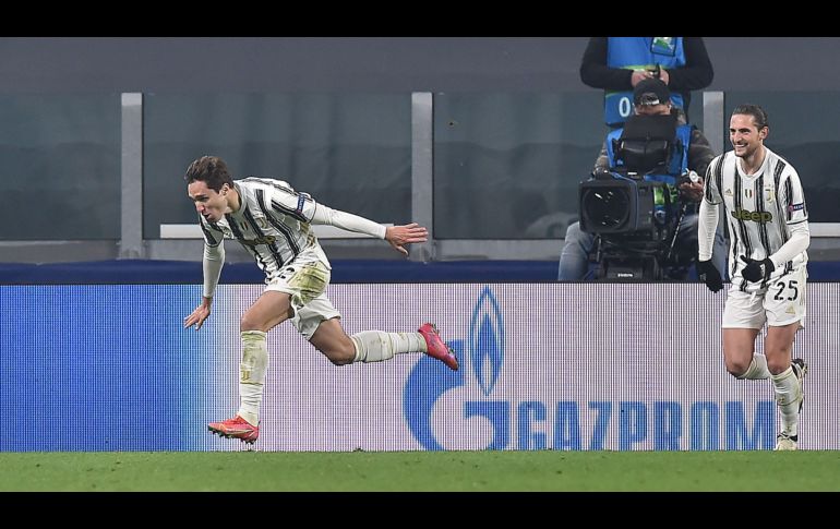 Federico Chiesa celebra la única anotación del Juventus en el partido disputado en Turin. EFE / A. DI MARCO