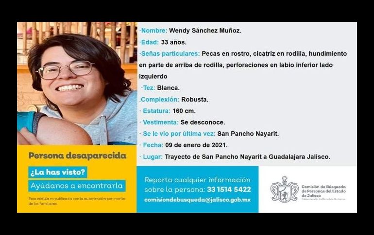 Fue el 9 de enero pasado cuando se tuvo contacto con Wendy por última vez. ESPECIAL