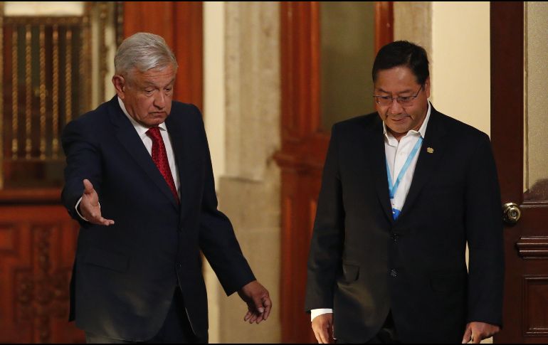 López Obrador dándole la bienvenida a Luis Arce Catacora. EFE / J. Méndez