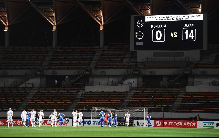 Japón, que ya había derrotado a Mongolia por 6-0 en la ida, ganaba por 5-0 en el descanso, antes de marcar nueve goles más en el segundo tiempo. AFP / C. Triballeau