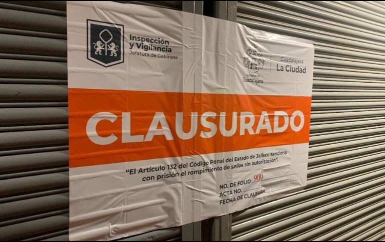Las clausuras en Guadalajara se dieron por incumplimiento de medidas sanitarias y trabajar fuera de horarios, entre otros. ESPECIAL/Ayuntamiento de Guadalajara