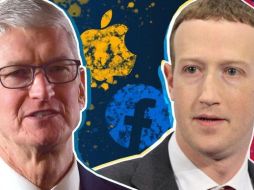 El presidente ejecutivo de Apple, Tim Cook, y el fundador de Facebook, Mark Zuckerberg, están en posturas encontradas por el tema de la privacidad en internet.  GETTY IMAGES