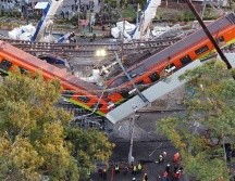 Vista aérea realizada con un dron que muestra el colapso de los vagones del Metro. EFE/S. Gutiérrez