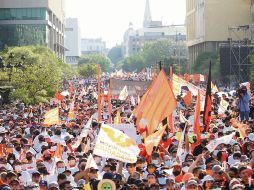 Pablo Lemus cerró la serie de discursos que se ofrecieron tras la “Caminata por la Defensa de Jalisco”. ESPECIAL