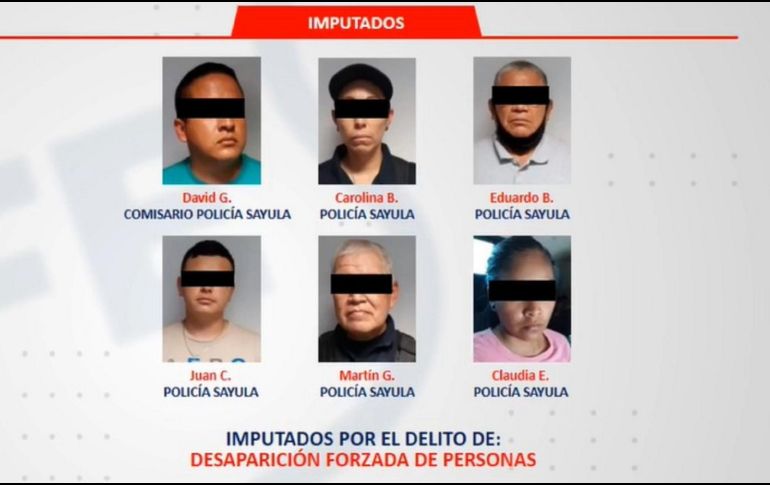 Los imputados son el comisario David “G” y los policías de línea Carolina “B”, Eduardo “B”, Juan “C”, Martín “G” y Claudia “E”. ESPECIAL / Fiscalía de Jalisco