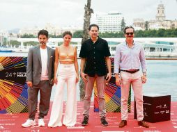 “Amalgama”. Miguel Rodarte, Stephanie Cayo, Carlos Cuarón y Tony Dalton, durante la presentación de la cinta en Málaga.