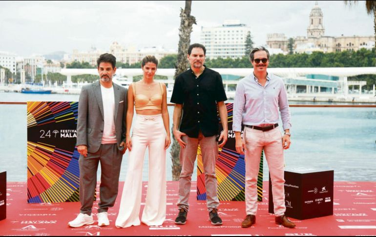 “Amalgama”. Miguel Rodarte, Stephanie Cayo, Carlos Cuarón y Tony Dalton, durante la presentación de la cinta en Málaga.