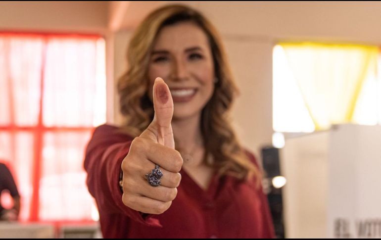 Marina del Pilar quedó por arriba de Jorge Hank Rhon, de Encuentro Solidario, y Lupita Jones, de la alianza Vamos por Baja California. TWITTER / @MarinadelPilar