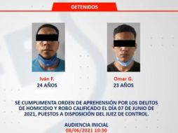 Tras su aprehensión los jóvenes fueron puestos a disposición del juez de control para proceder a su audiencia inicial. ESPECIAL / Fiscalía de Jalisco