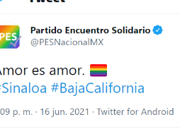 Además el partido se deslindó de los mensajes publicados en dichas redes sociales. TWITTER / @PESNacionalMX