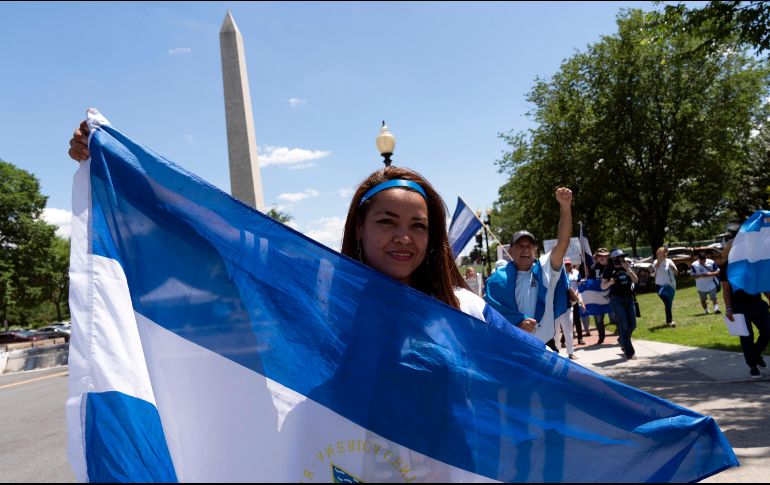 Manifestación contra el gobierno nicaragüense en Washington, Estados Unidos. AP/J. Magaña