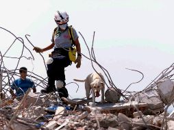 Cientos de rescatistas seguían tratando de encontrar sobrevivientes entre los escombros del edificio de 12 pisos; hasta el momento van 11 muertos. AP / P. Farrell