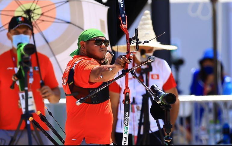 Luis Álvarez durante la prueba de tiro con arco 70 metros recurvo. MEXSPORT/A. Macías