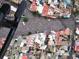 Vista de una zona inundada captada ayer durante un sobrevuelo de valoración de daños por parte de autoridades de Zapopan. TWITTERq@/PoliciaZapopan